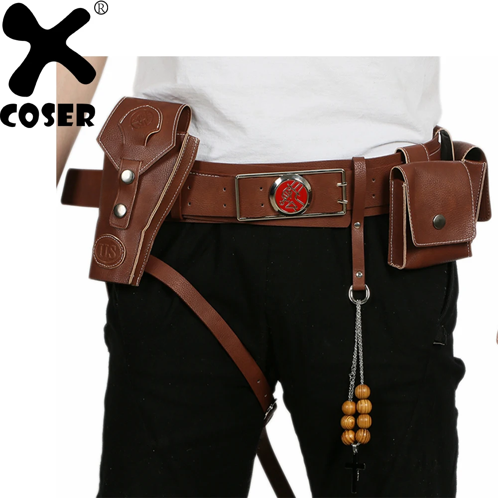 XCOSER Hellboy Belt With Gun Holster PU Costume Accessories Movie