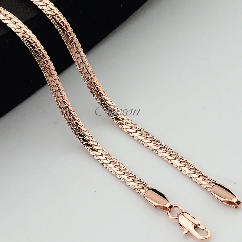 1 шт 45 см-70 см длиной 3 мм 4 мм Мужская Женская пара розового золота заполненная Змея Ожерелье Елочка цепь E153
