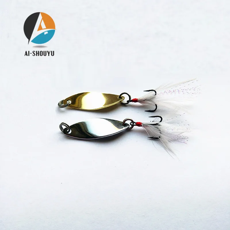 AI SHOUYU 5pcs/lot 40mm 6g Gold Silver Spoon Lure Fly Lures Metal Spoon
