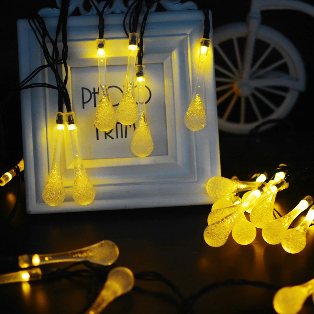 Movido a Energia Modos de Água Gota de Fadas Luzes do Jardim ao ar Globo de Luz Cortina de Led Dcoo Solar Luzes Cordas 30 Leds à Prova d' Água 8 Corda Livre Iluminação Férias Paty Pisca Pisca Natal Decoração Iluminação 6 outdoor lighting