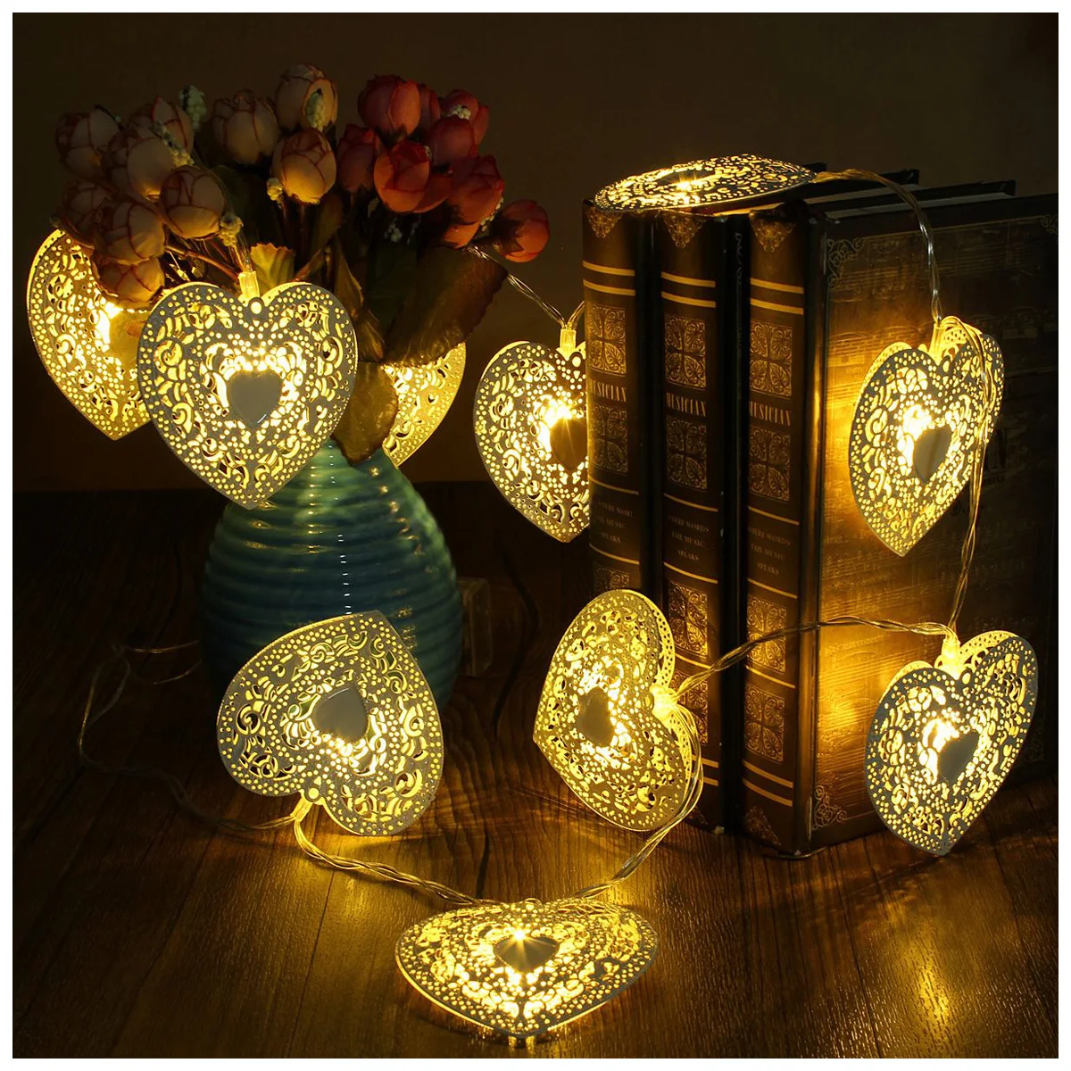 

High quality 10 LED Love Heart String Fairy Light Bedroom Wedding Party Decor Warm White