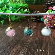 50 компл./лот 16 мм* 4 мм круглая стеклянная сфера и серебряный цвет ушной крючок набор стеклянные серьги в виде бутылочки набор проводов, стеклянная бутылка