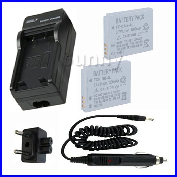 

For Canon NB-4L NB4L NB 4L BN 4L BN4L Lithium-Ion Rechargeable Battery (2-Pack) + Charger