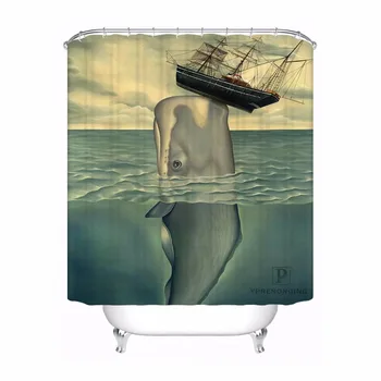 

Custom Dolphin Bathroom Acceptable Shower Curtain Polyester Fabric Bathroom Curtain #180320-01-150