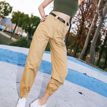 

Fashion Camouflage cargo pants women black Loose elastic high waist harem pants Cotton pocket Trousers Joggers Sweatpants 2019