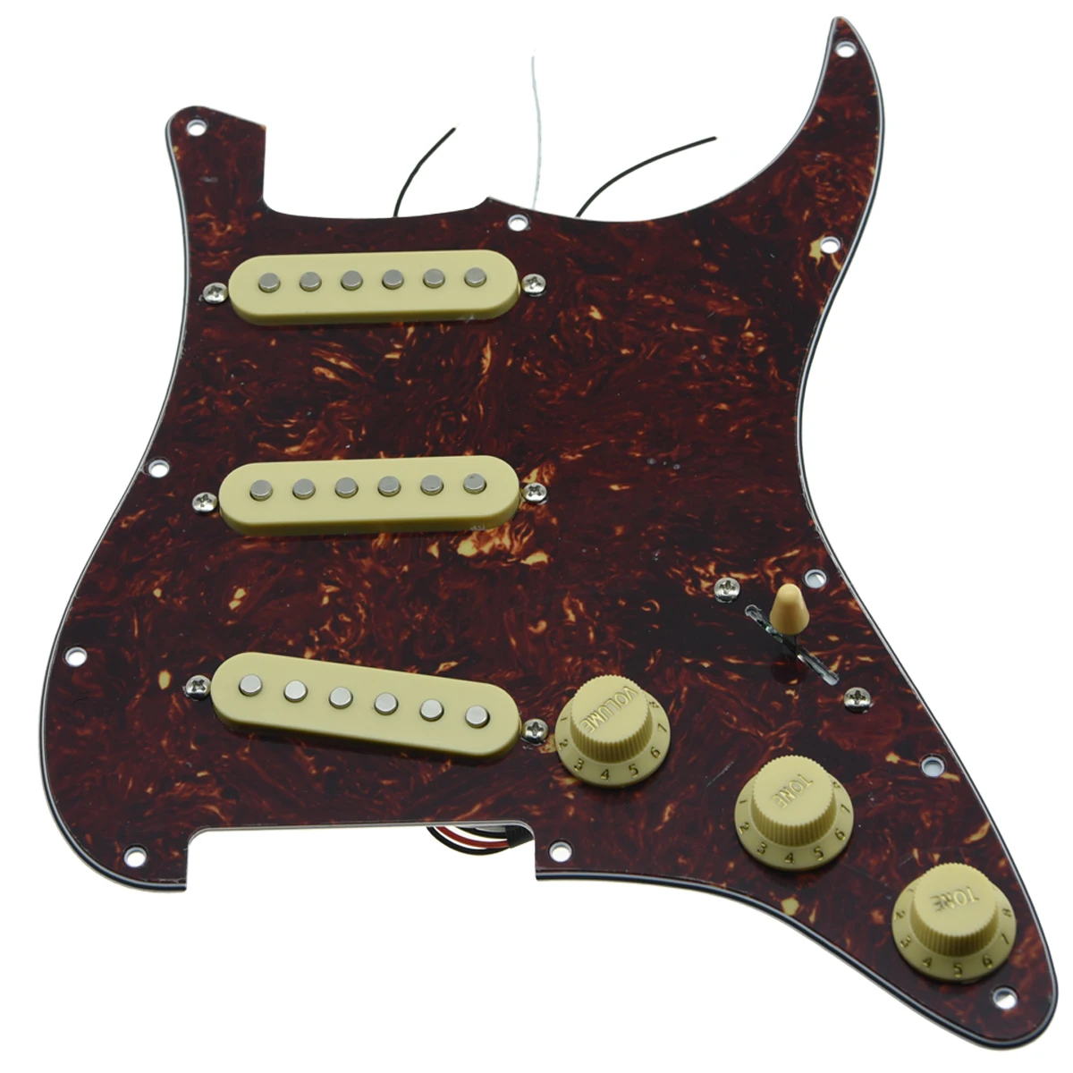 KAISH различные пользовательские Strat Pickguard Prewired ST SSS Pickguard с керамическими звукоснимателями подходит для Fender загруженный Pickguard - Цвет: Vintage Tortoise-IV