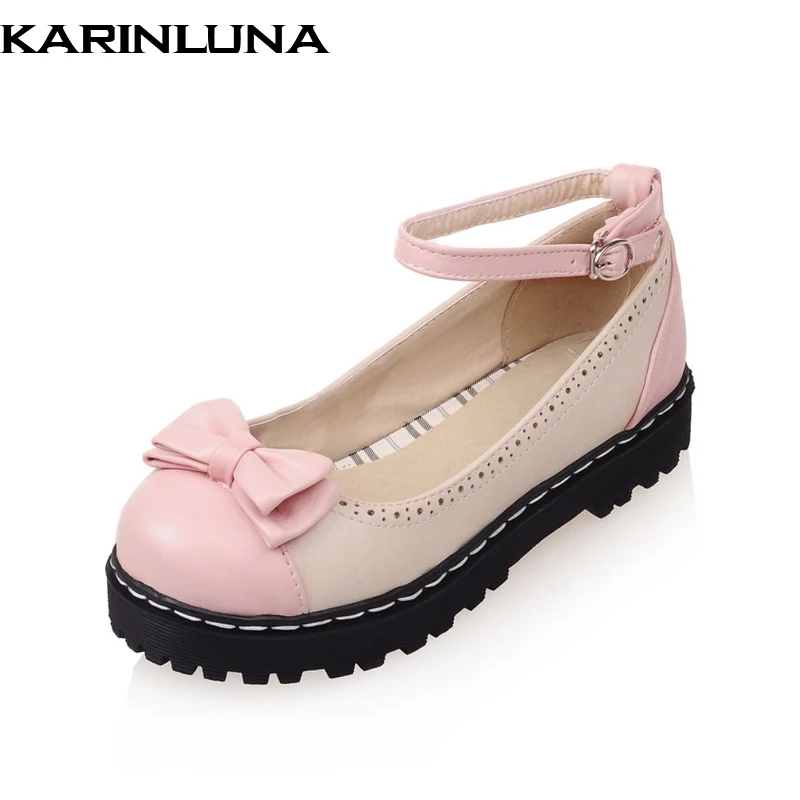 

KARINLUNA Wholesale Dropship Platform Sweet Mary Janes Flats Spring Summer Shoes Women Ankle Strap Platform Flat Heels 2018
