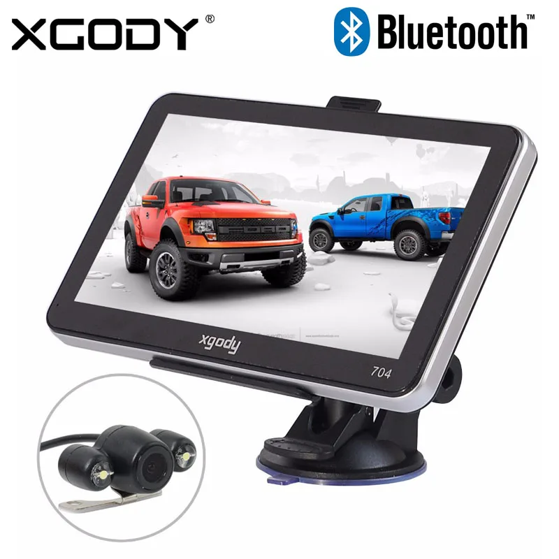 

Xgody 704 7" Car Bluetooth GPS Navigation 4GB Truck Sat Nav GPS Navigator with Rear View Camera 2016 Europe America Free Map