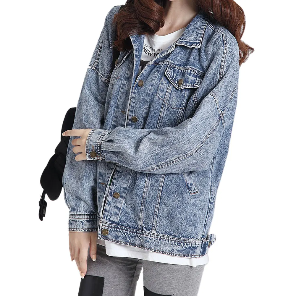 

Pop Fashion Washed Loose Long-sleeved Thin Denim Jacket Coat Leisure All-matched Top Outwear
