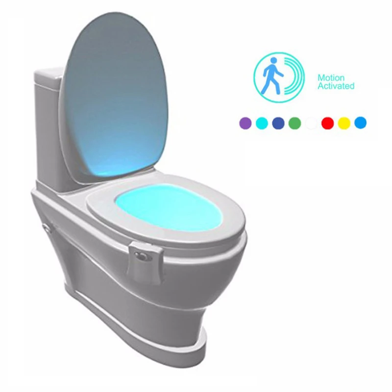 Smart PIR Sensor Toilet Seat LED lamp RGB 8 Colors Changing lighting