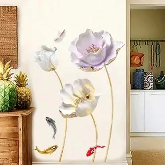 Китайский стиль цветок 3D обои наклейки на стену гостиная спальня ванная комната украшения дома плакат - Цвет: B
