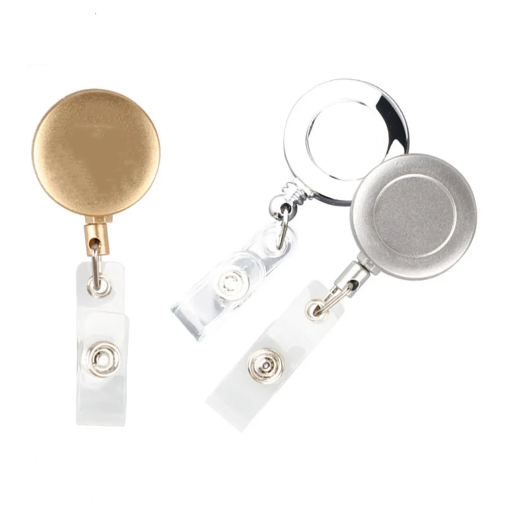 

1pc Cute Metalic Color Retractable Pull Key Ring ID Badge Reel Holder Name Tag Card Holder Badge Holder Key Chain Belt Clips