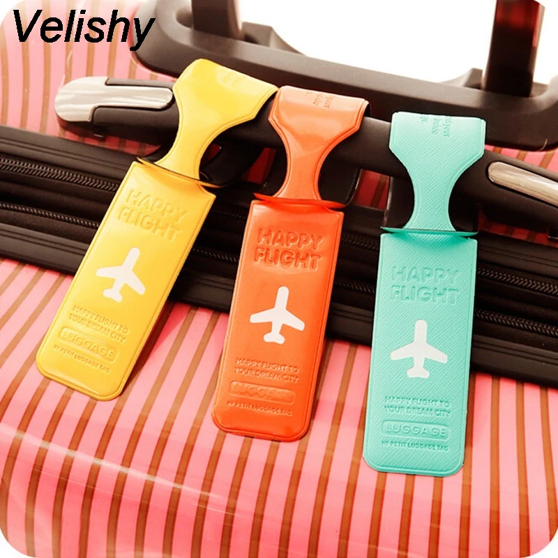 Velishy Luggage Tag Easily Identify For Travelling PVC Soft Fashionable Suitcase Label ID/Address Write Travel Bag Accessories