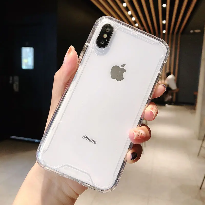 Прозрачный противоударный бампер чехол для телефона для iPhone X XS XR XS Max 8 7 6 6splus цветной мягкий задний Чехол для iPhone 11 11Pro Max - Цвет: transparent