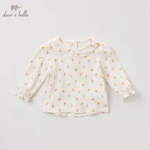 DBZ11143 1 デイブベラ春秋の女の赤ちゃんかわいい花シャツ幼児綿 100% トップス子供高品質の服