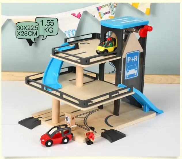 Имитация Лифт игрушки «парковка» совместим с деревянный маленький поезд трек образовательная сборка ручной работы игрушки для детей