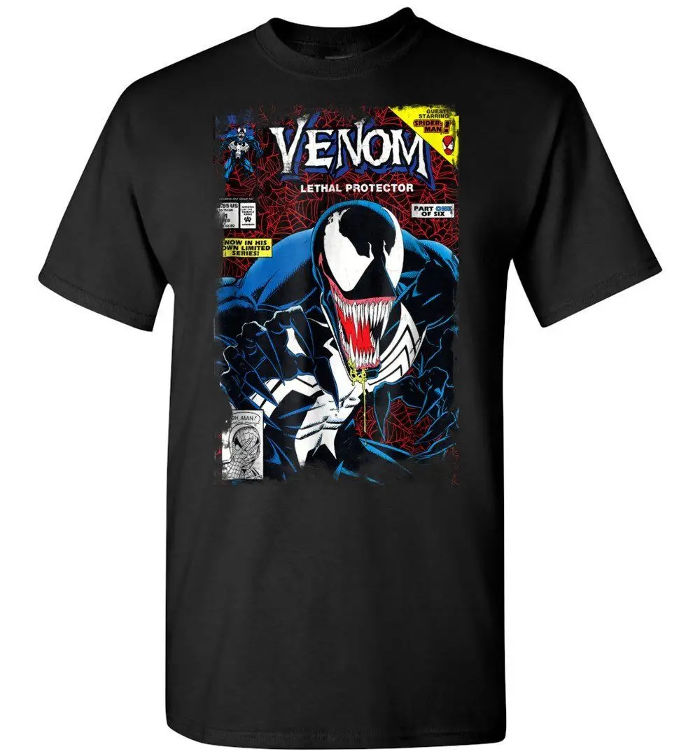 Venom Vintage Comic Book Cover Graphic T Shirt Cartoon t shirt men ...