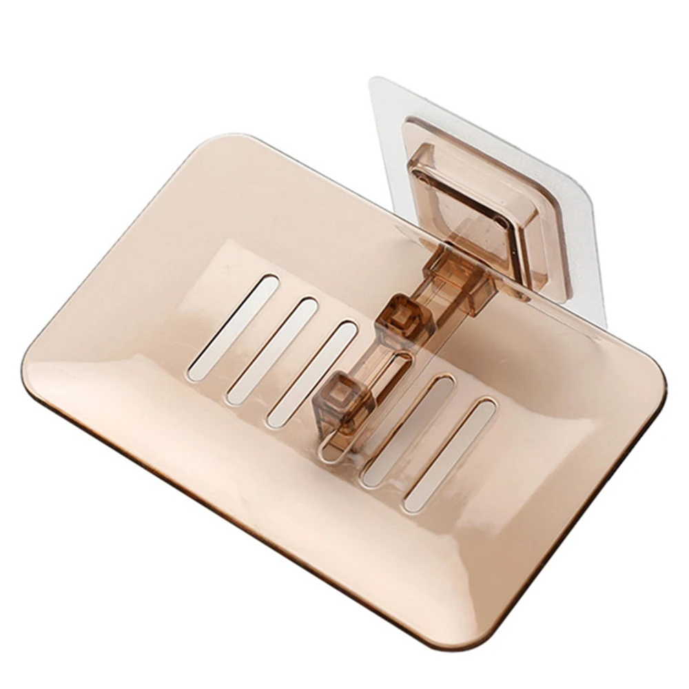 Soap Dish Bathroom Storage Rack Plate Soap Dish Holder Suction Cup Soap Box Crate Shelf Wall Tableware Basket Accessories - Цвет: Coffee