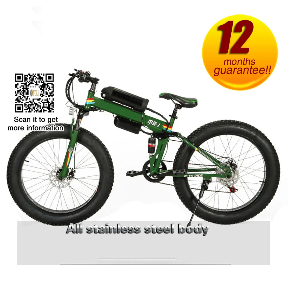 Cheap 36V 10.4AH Lithium Battery Electric Bike electric folding electric bicycle adult wide tire snow bike 26 Inch Mountain Bike 0