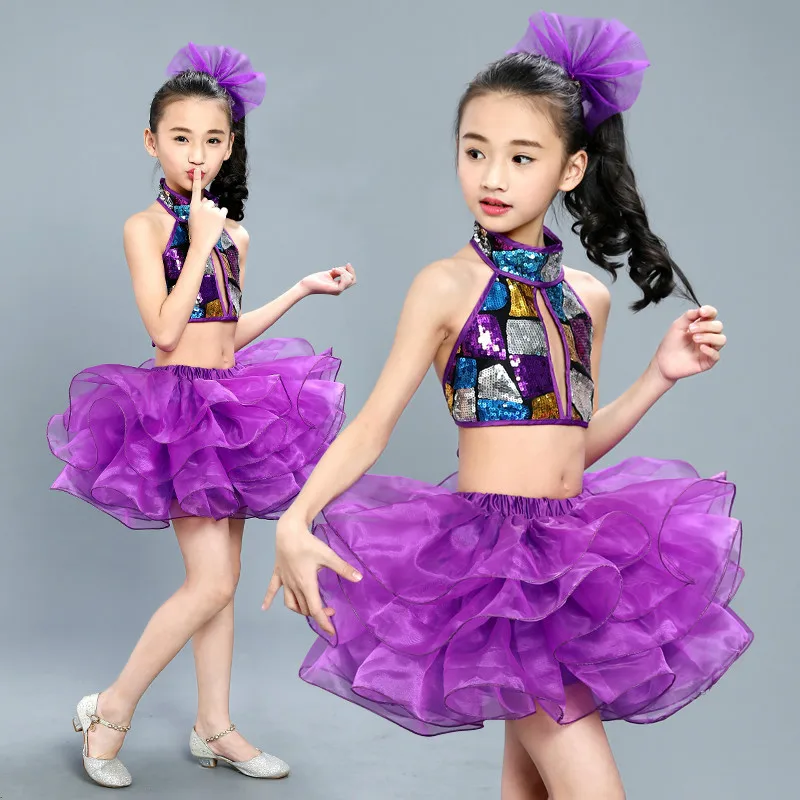 New Sequins Purple Skirt Tutu Children Ballet Dance Costumes For Girls