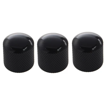 

SYDS 3PCS Metal Dome Knobs Knurled Barrel for Electric Guitar Parts Black