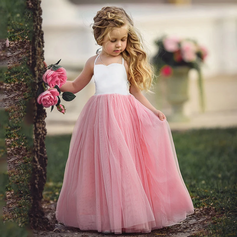 B&N Fashion Spaghetti Girl Dress Wedding Party Tulle Dress For Children Princess Summer Dresses Clothing 1-64