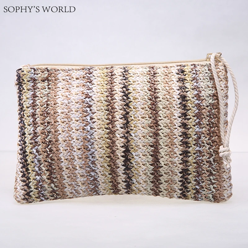 Summer Bags Woman 2017 Straw Day Clutches Wristlets Handbags Patchwork