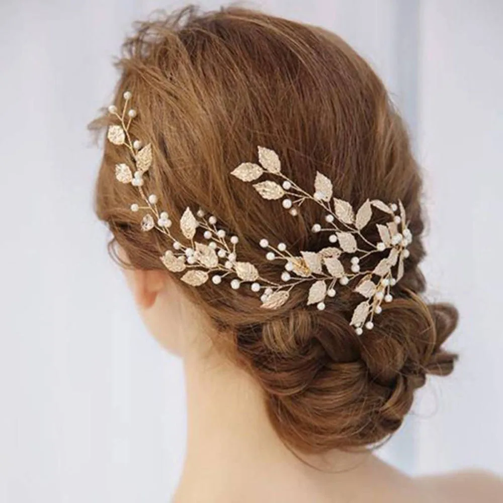 

Branch Pageant Wedding Hairband Prom Bridal Headdress Boho Alloy Bride Headpiece Rose Gold Leaf Crown For Women Head Jewelry 29