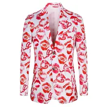 Мужской Блейзер сексуальный рисунок красные губы взрывной печати повседневный мужской блейзер мужская модная Высококачественная куртка