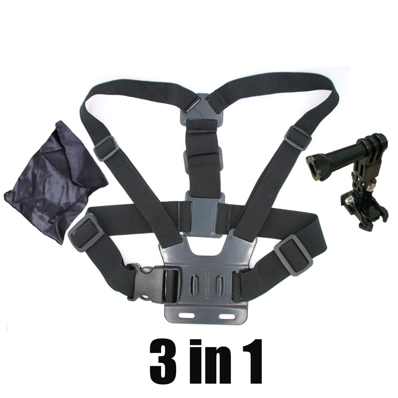 Go Pro Adjustable Chest Body Tripod Harness Belt Strap Mount Black For