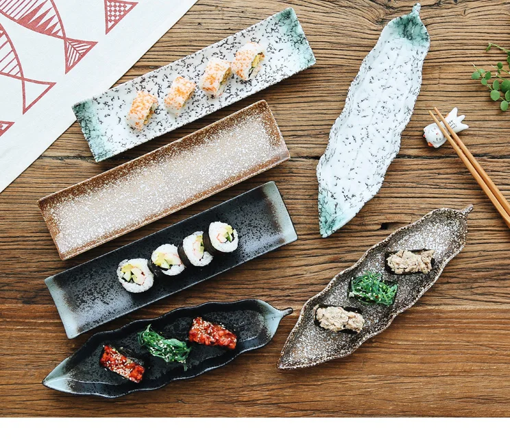 Японская тарелка для суши керамическая креативная прямоугольная тарелка для закусок индивидуальная столовая посуда в ретро стиле набор тарелок