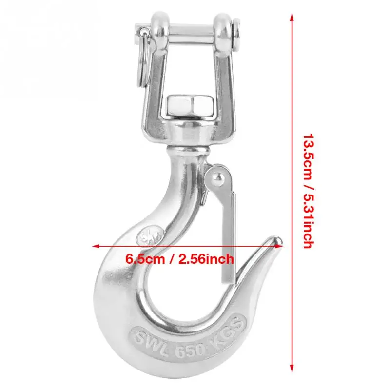  650kg/ 1000kg Loading 304 Stainless Steel Swivel Lifting Hook with Latch Rigging Accessory