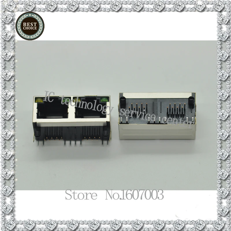 RJ45 socket 1X2 with light 1 * 2 network interface female port 56 / 8P8C shielding | Электронные компоненты и