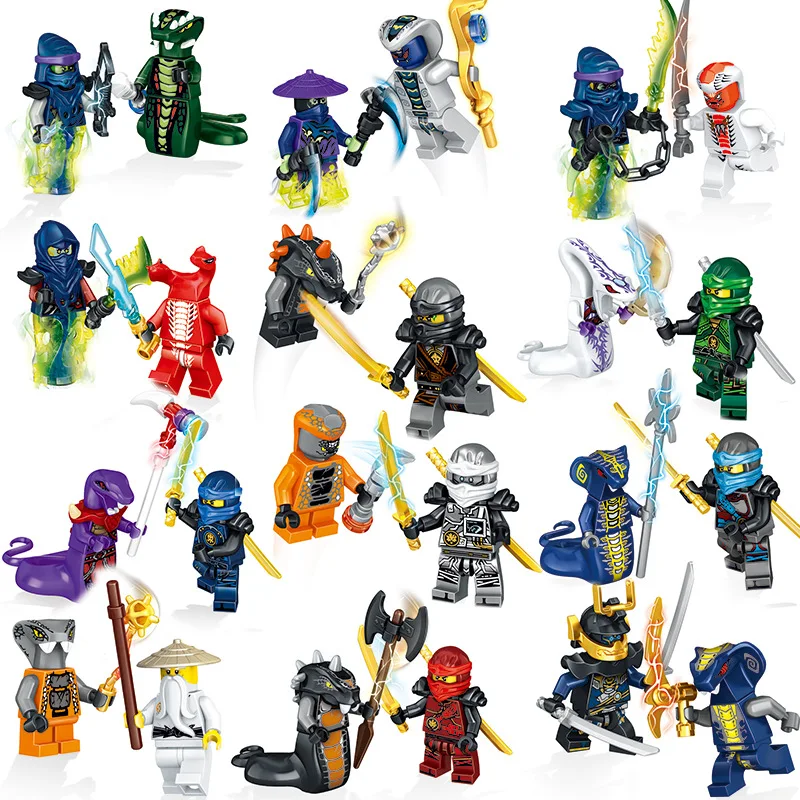 

24PCS Compatible LegoeINGly NinjagoINGlys Figures With Weapon Ninja Kai Cole Jay Zane Lloyd Nya Building Blocks Kids Toy Gift