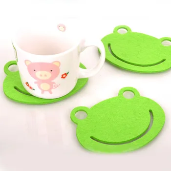 

110*90*3mm Lovely Green Frog Cup Pad Felt Cloth Bowl Placemat Coaster Christmas Gift 50pcs/lot SH057