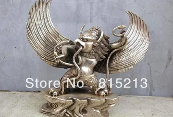 

wang 000320 Tibet Buddhism White Bronze Silver Mirs Garuda God Buddha Statue