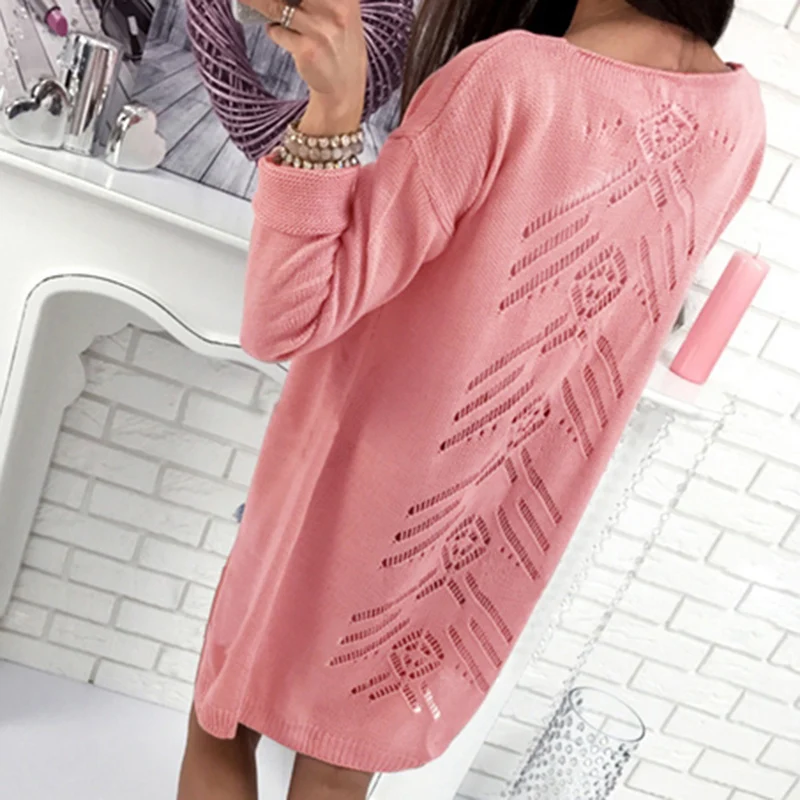 Womens Long Sleeve Knitted Sweater Lady Solid Loose Casual Holiday Cardigan Coat