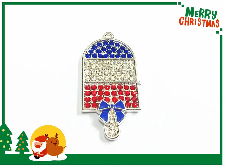 

New ! 50MM*21MM 10pcs/lot Red/Clear/Royalblue Ice Cream Rhinestone Pendants