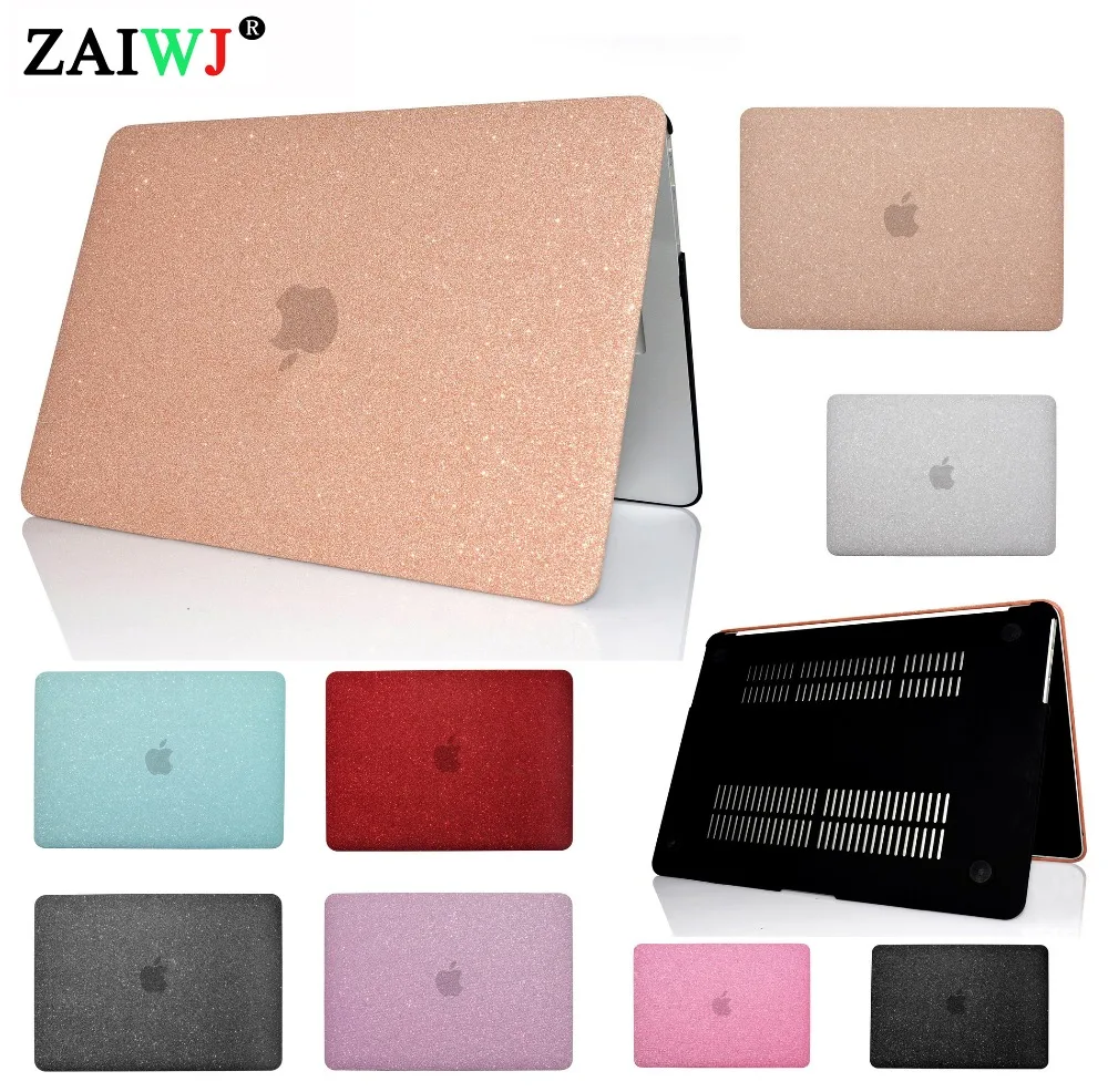 

New 2018 shell ZAIWJ shine Laptop Case For MacBook Air Retina 11 12 13.3 15 for Mac book New Pro 13 15 inch with Touch Bar cover