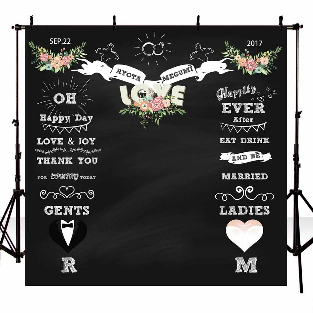 

Customized Vinyl Photography Background Blackboard Flower DIY custom Pattern Wedding Backdrop for Photo Studio G-110