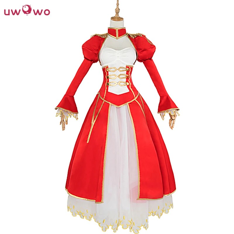 

Saber Uwowo Costume Artoria Pendragon Anime Fate Stay Night UBW Fate Zero Sword Cosplay Red Dress