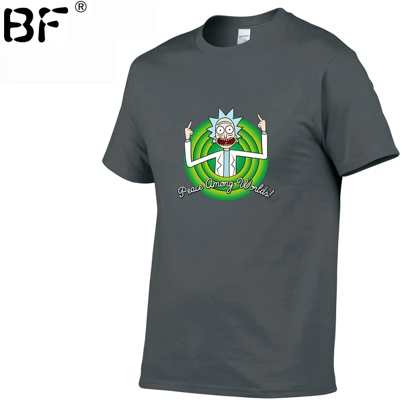 

Cool Rick Morty men t shirt 2017 Summer Anime T-shirts rick and morty worlds folk black White Fitness Cartoon tee shirt homme
