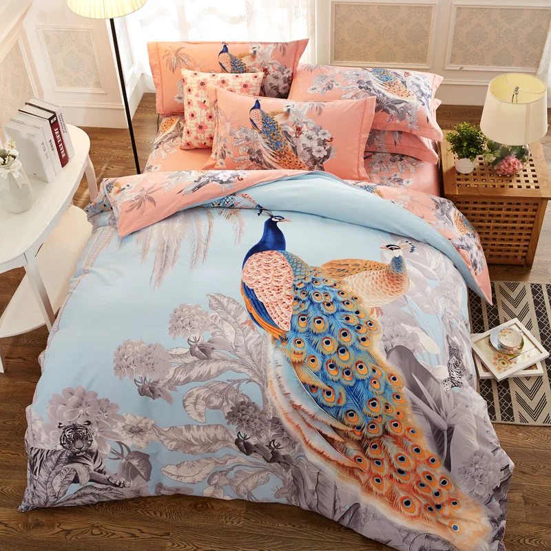 

2018 new winter thick cotton bedding set large printing Plant flower queen King size bedding duvet cover set sheets pillowcase