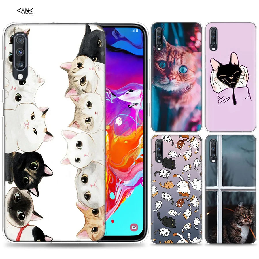 

Bags Case for Samsung Galaxy Mobile Phone A50 A70 A30 A20 J4 J6 J8 A6 A8 M30 A7 Plus 2018 Note 8 9 Cat Black Cute Kitten Kitty C