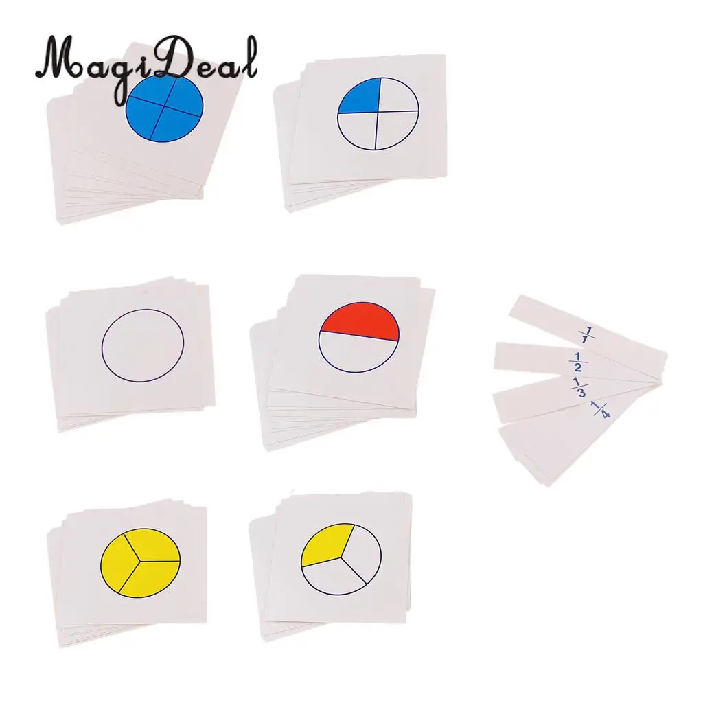 MagiDeal 1 Set Montessori Math Teaching Aids Kids Early Childhood Education Digital Fraction Card for Learning Mathematics Toy