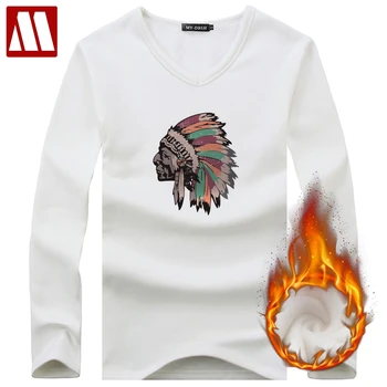 

Men Underwear Shirt Fashion 3D Indians Printed Mens Warm Thermal Undershirts Plus Velvet Basic Tops Man Cotton Undershirt Tshirt
