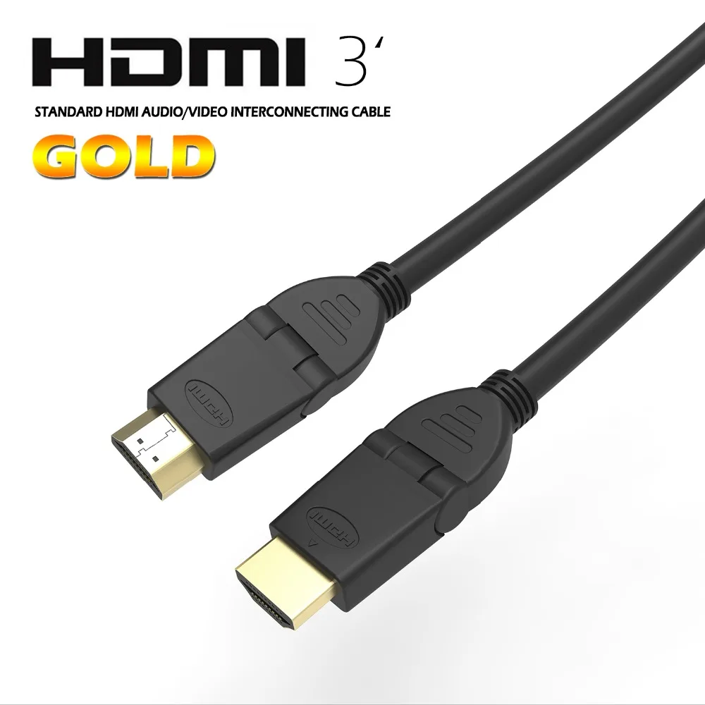 Позолоченные высокого Скорость HDMI Аудио/Видео соединительного кабеля Длина 3