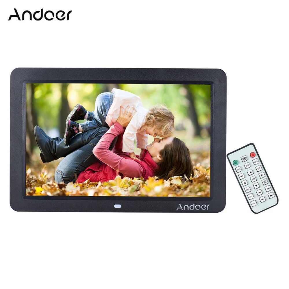 Andoer 1" HD светодиодный цифровой фоторамка цифровой альбом 1280*800 электронная фоторамка с пультом дистанционного управления несколько языков