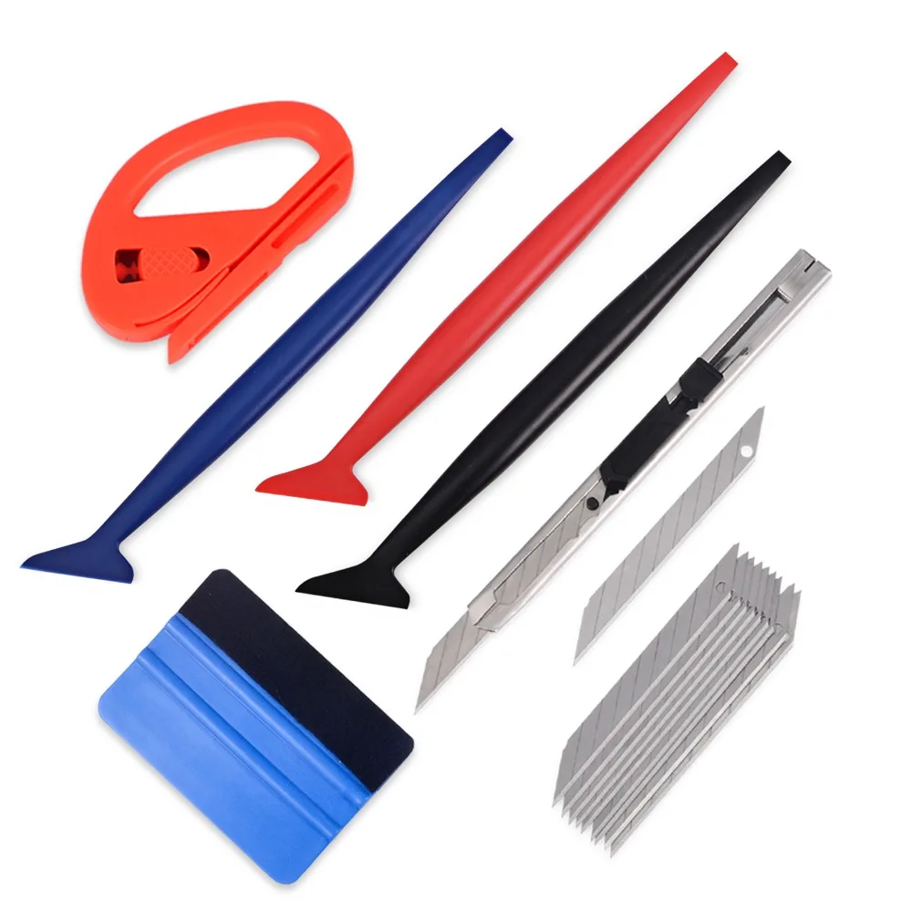 

EHDIS 7pcs Vinyl Film Car Wrap Cleaning Tools Kit Felt Squeegee Ice Scraper knife Cutter Blade Window Tints Tool Car Sticker