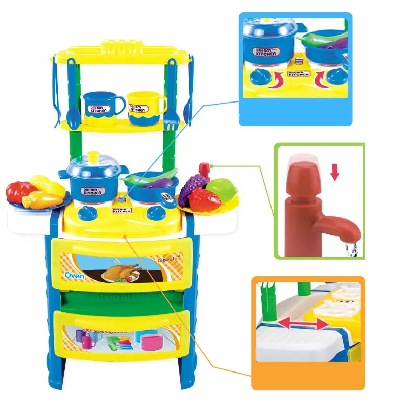 

1 Set Kids Role Play Toy Simulation Kitchenware Fruits Vegetables Water Outlet Faucet BM88